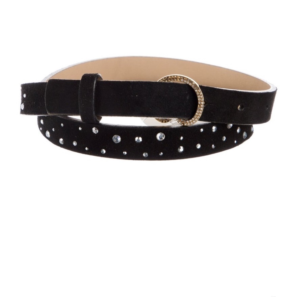 St. John Vintage Black Studded Skinny Belt - small / medium